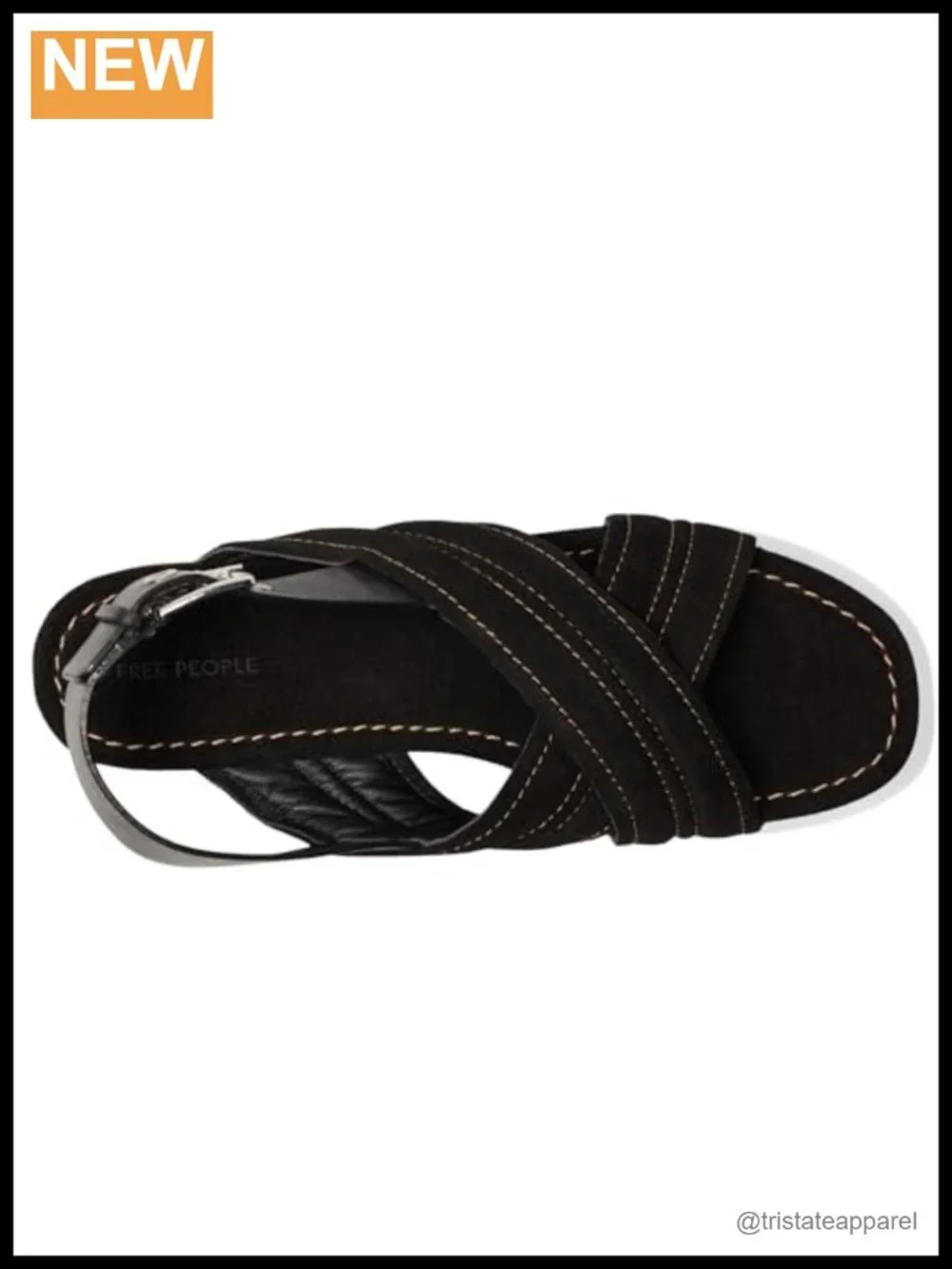 Crisscross Leather Slingback Platform Sandals Adjustable Buckle